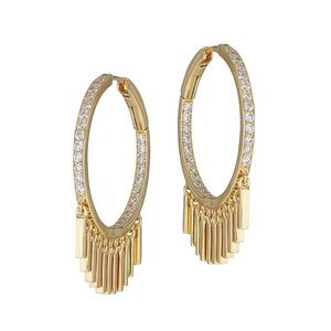 Adriana Orsini Linxy 18K Goldplated Fringe Hoop Earrings
